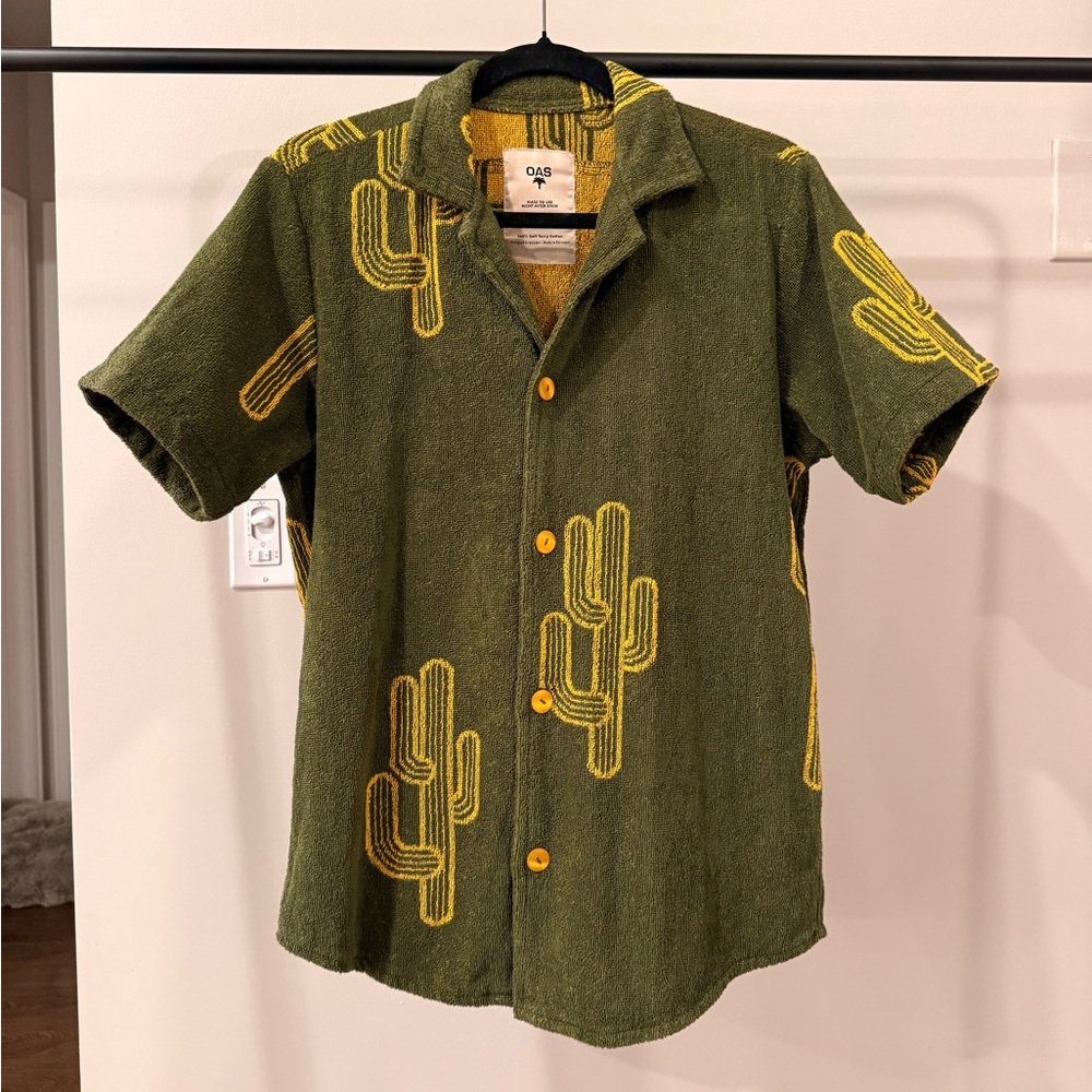OAS Olive Cactus Pattern Men's Shirt